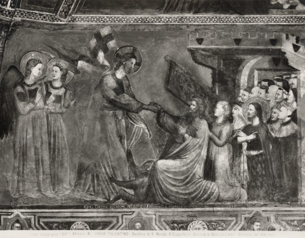 Alinari, Fratelli — Giuliano da Rimini; Pietro da Rimini - sec. XIV - Discesa di Cristo al limbo; Pie donne al sepolcro — particolare